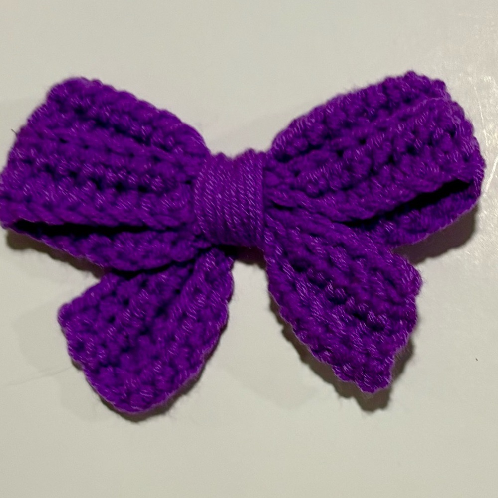 Purple Knitted Bow